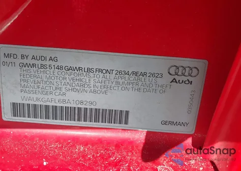 2011 Audi S4 3.0 Premium Plus z USA, uszkodzony, nr VIN WAUKGAFL6BA108290